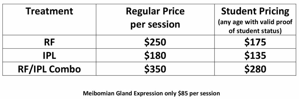 Dry Eye Price Chart